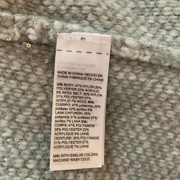 Chico's Wool Blend Sleeveless Open Front Sequined Cardigan Sweater Vest Gray - L - Picture 4 of 5